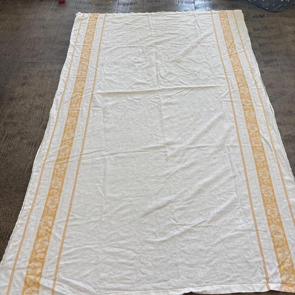 Vintage 1960S Tablecloth 90 X 58 Orange Pansy Cotton Reversible